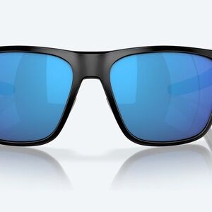 New in Box Costa Sunglasses Ferg, Black Frame, Blue Polarized Glass Lenses